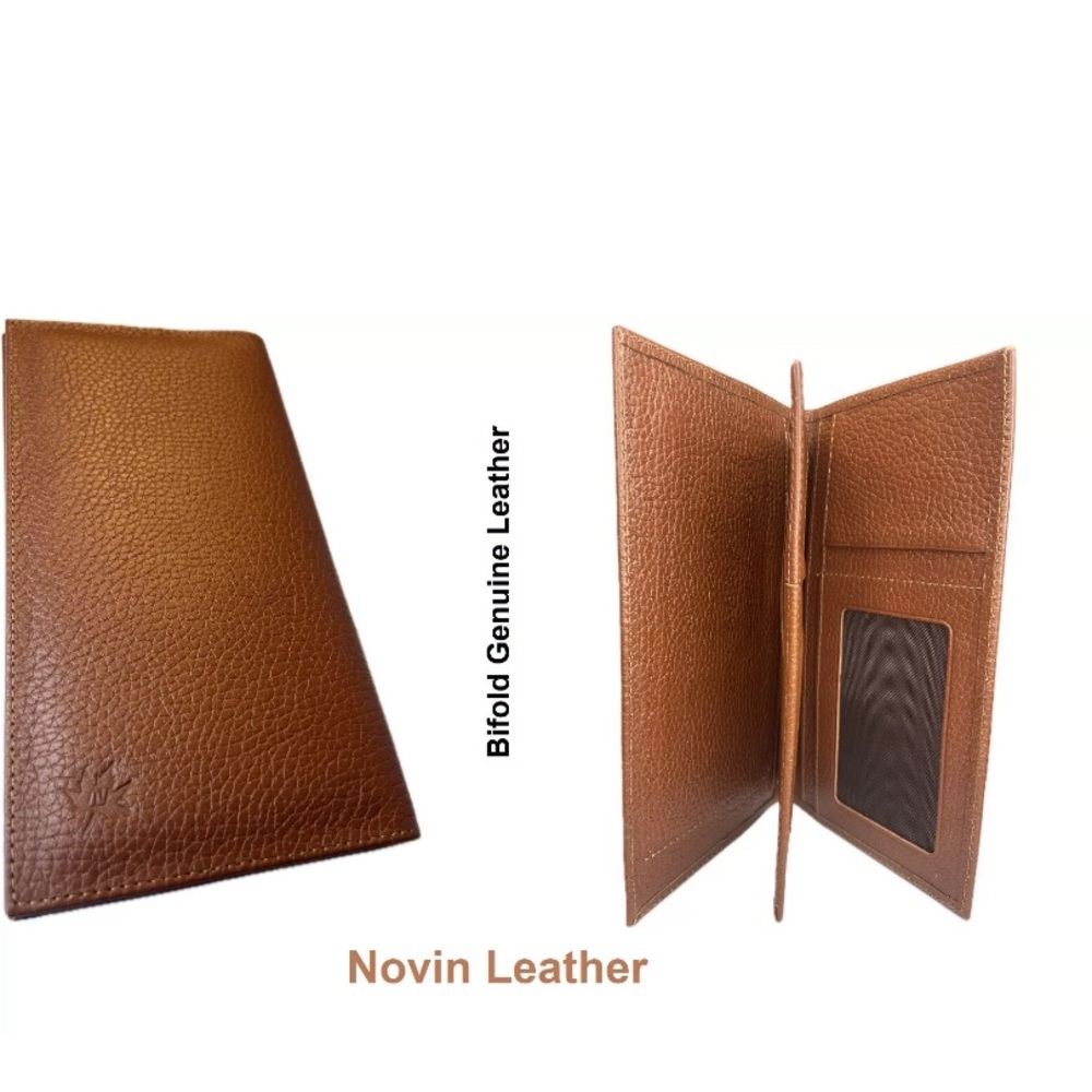 NEW! Bifold Long Wallet Caramel Brown Novin Leather Unisex Luxury Stylish Wallet